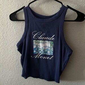 Mighty Fine Navy Claude Monet Graphic Tank